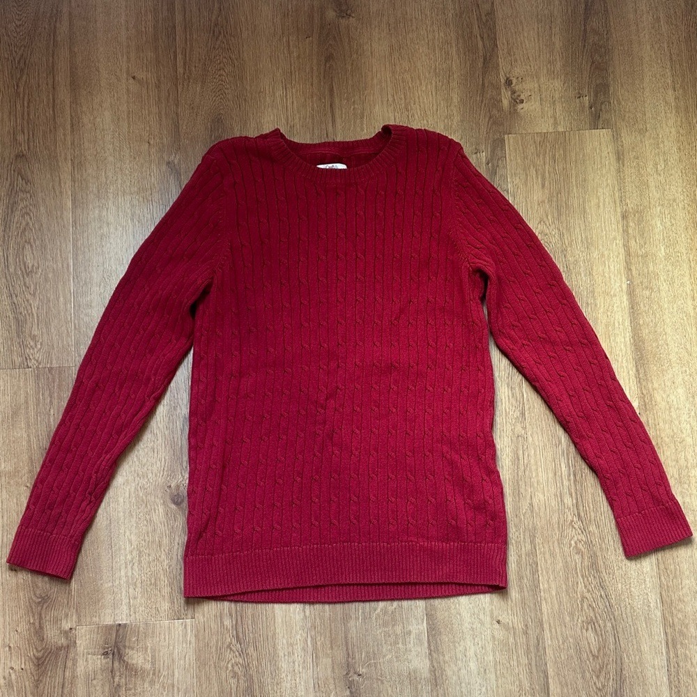 Croft & Borrow Women's Red Cable Knit Crewneck‎ Sweater Size Small